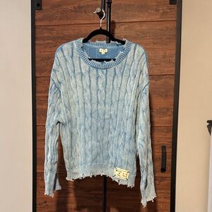 NWOT POL Mineral Washed Blue Knit Sweater